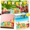 Summer Wooden Table Sign Double Sided Hello Summer and Happy 4th of July Tabletop Sign Hawaii Wood Block Memorial Day patriotic Tiered Tray Decor for Office Home indoor Shelf Centerpiece